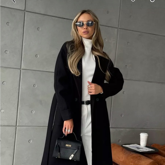 Wool coat long Heather Dark Gray women’s winter - Picture 8 of 15